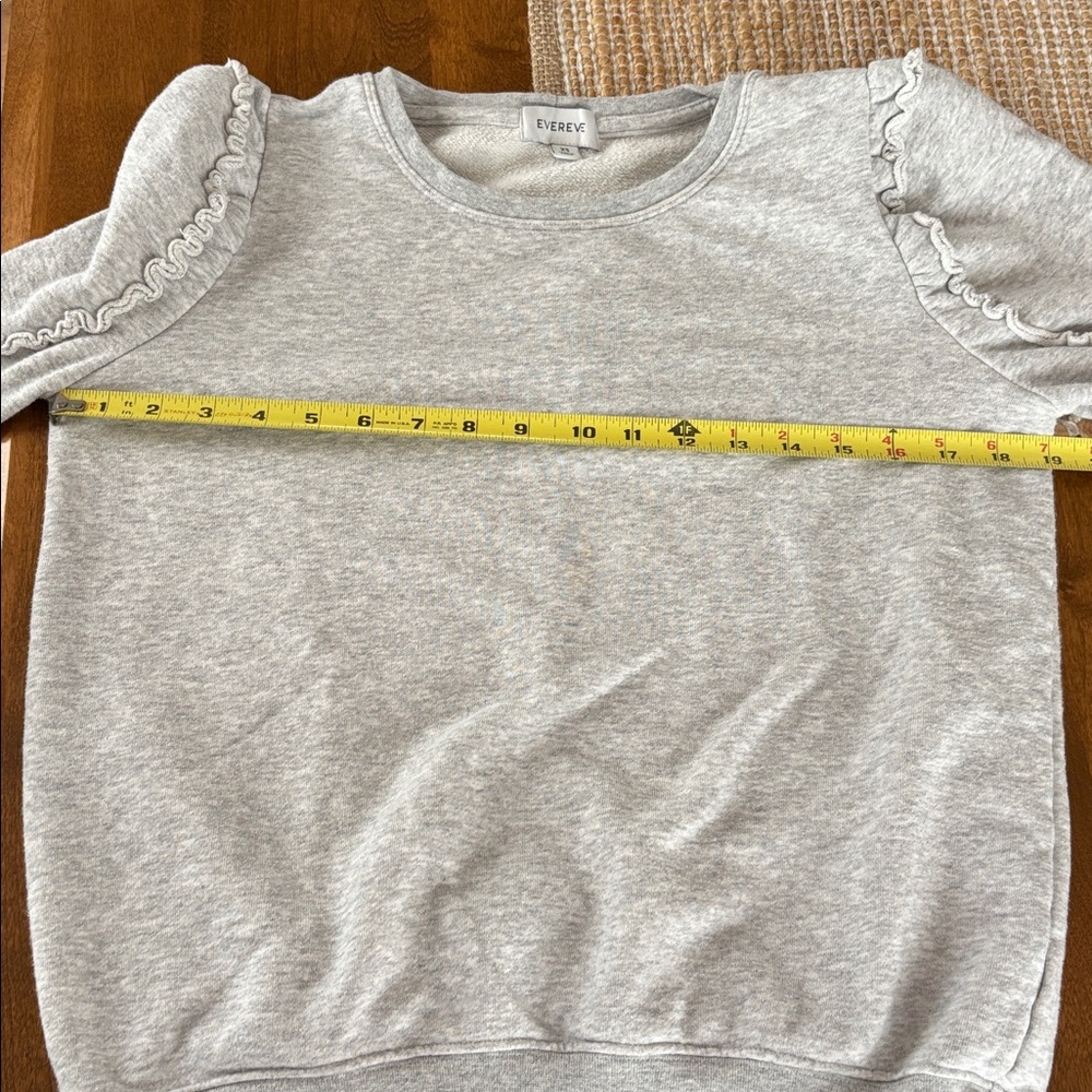 Evereve Light Gray Ruffle Crew Sweatshirt - Picture 9 of 12